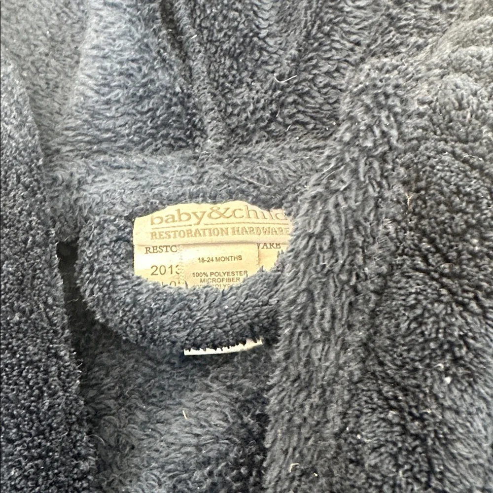 Restoration hardware Cozy navy Hooded Robe 18/24m
